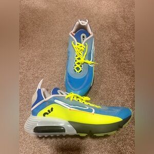 Nike Air Max 2090 Blue and Neon Yellow Shoes Size 15 NWOB